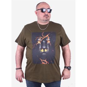 Moc Grande 23138 Baskılı Lion Askeri Yeşil Erkek T-shirt