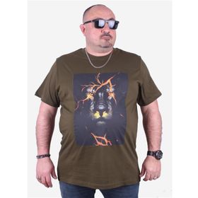 Moc Grande 23138 Baskılı Lion Askeri Yeşil Erkek T-shirt