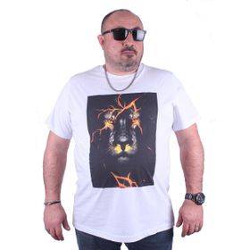 Moc Grande 23138 Lion Büyük Beden Beyaz Erkek T-shirt