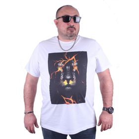 Moc Grande 23138 Lion Büyük Beden Beyaz Erkek T-shirt