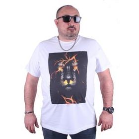 Moc Grande 23138 Lion Büyük Beden Beyaz Erkek T-shirt