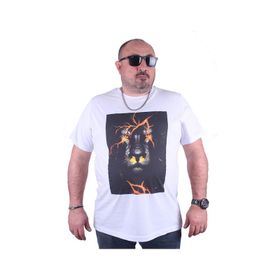 Moc Grande 23138 Lion Büyük Beden Beyaz Erkek T-shirt