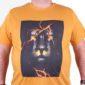 Moc Grande 23138 Lion Büyük Beden Hardal Erkek T-shirt