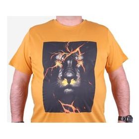 Moc Grande 23138 Lion Büyük Beden Hardal Erkek T-shirt