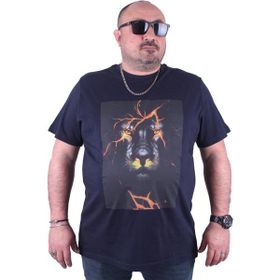 Moc Grande 23138 Lion Büyük Beden Lacivert Erkek T-shirt