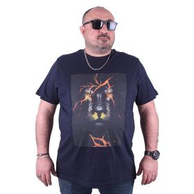 Moc Grande 23138 Lion Büyük Beden Lacivert Erkek T-shirt