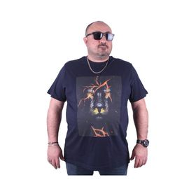 Moc Grande 23138 Lion Büyük Beden Lacivert Erkek T-shirt