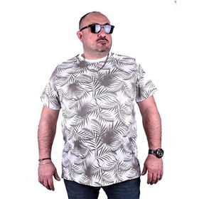 Moc Grande 23148 Palm Leaf Büyük Beden Beyaz Erkek T-shirt