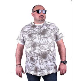 Moc Grande 23148 Palm Leaf Büyük Beden Beyaz Erkek T-shirt