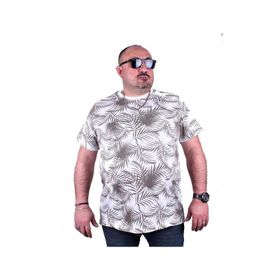 Moc Grande 23148 Palm Leaf Büyük Beden Beyaz Erkek T-shirt
