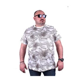 Moc Grande 23148 Palm Leaf Büyük Beden Beyaz Erkek T-shirt