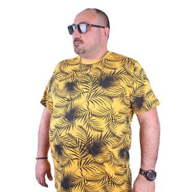 Moc Grande 23148 Palm Leaf Büyük Beden Sarı Erkek T-shirt