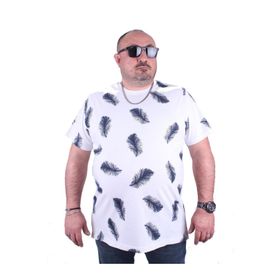 Moc Grande 23149 Feather Büyük Beden Beyaz Erkek T-shirt