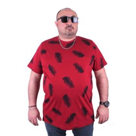 Moc Grande 23149 Feather Büyük Beden Bordo Erkek T-shirt