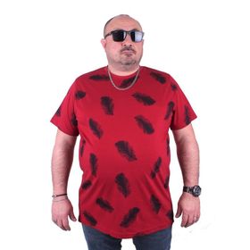 Moc Grande 23149 Feather Büyük Beden Bordo Erkek T-shirt