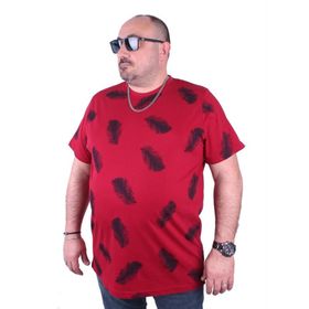 Moc Grande 23149 Feather Büyük Beden Bordo Erkek T-shirt