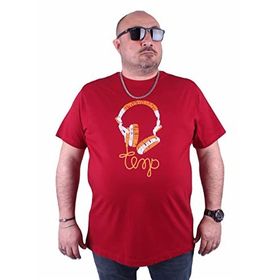 Moc Grande 23172 Headphone Büyük Beden Bordo Erkek T-shirt
