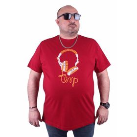 Moc Grande 23172 Headphone Büyük Beden Bordo Erkek T-shirt
