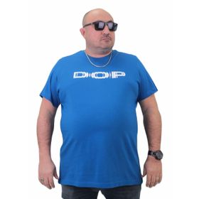 Moc Grande 23176 Büyük Beden Basic Saks Erkek T-shirt