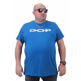 Moc Grande 23176 Büyük Beden Basic Saks Erkek T-shirt