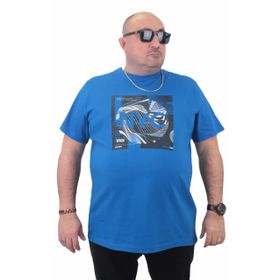 Moc Grande 23182 Büyük Beden Basic Saks Erkek T-shirt