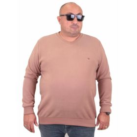 Moc Grande 23201 Sütlü Kahve Selanik V Yaka Erkek Sweatshirt