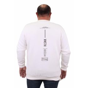 Moc Grande 23204 Ekru Sıfır Yaka Erkek Sweatshirt