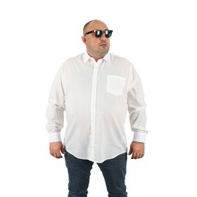Moc Grande 23352 Beyaz Büyük Beden Cuadrado Cepli Erkek Gömlek