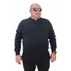 Moc Grande 23701 Lacivert Polo Yaka Fermuarlı Triko Erkek Kazak