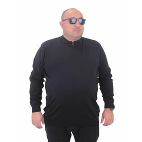 Moc Grande 23701 Siyah Polo Yaka Fermuarlı Triko Erkek Kazak
