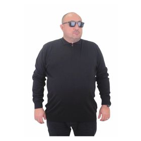 Moc Grande 23701 Siyah Polo Yaka Fermuarlı Triko Erkek Kazak
