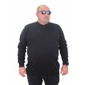 Moc Grande 23701 Siyah Polo Yaka Fermuarlı Triko Erkek Kazak