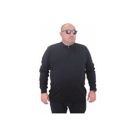 Moc Grande 23701 Siyah Polo Yaka Fermuarlı Triko Erkek Kazak