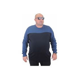 Moc Grande 23751 İndigo Çift Renk Triko Erkek Kazak