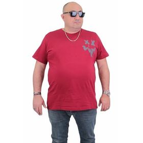 Moc Grande 24130 Büyük Beden Sıfır Yaka Bordo Erkek T-shirt