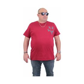 Moc Grande 24130 Büyük Beden Sıfır Yaka Bordo Erkek T-shirt