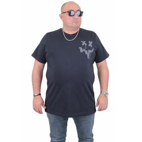 Moc Grande 24130 Büyük Beden Sıfır Yaka Lacivert Erkek T-shirt