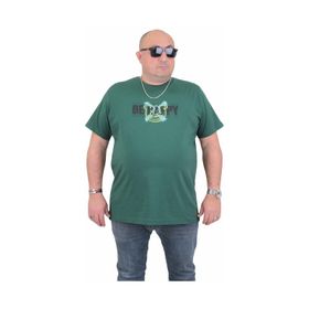 Moc Grande 24131 Be Happy Büyük Beden Sıfır Yaka Haki Erkek T-shirt