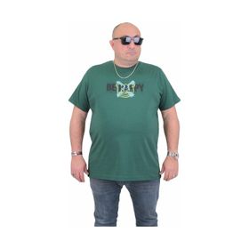 Moc Grande 24131 Be Happy Büyük Beden Sıfır Yaka Haki Erkek T-shirt