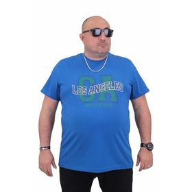 Moc Grande 24136 Büyük Beden Basic Saks Erkek T-shirt