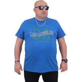 Moc Grande 24136 Büyük Beden Basic Saks Erkek T-shirt
