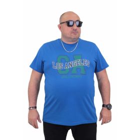 Moc Grande 24136 Büyük Beden Basic Saks Erkek T-shirt