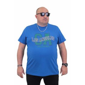 Moc Grande 24136 Büyük Beden Basic Saks Erkek T-shirt