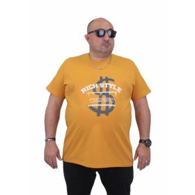 Moc Grande 24137 Büyük Beden Basic Hardal Erkek T-shirt