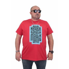 Moc Grande 24138 Büyük Beden Sıfır Yaka Kırmızı Erkek T-shirt