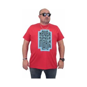Moc Grande 24138 Büyük Beden Sıfır Yaka Kırmızı Erkek T-shirt
