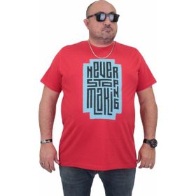 Moc Grande 24138 Büyük Beden Sıfır Yaka Kırmızı Erkek T-shirt