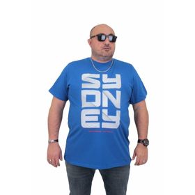 Moc Grande 24139 Büyük Beden Basic Saks Erkek T-shirt