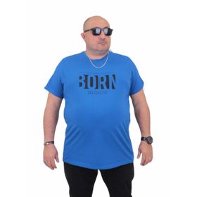 Moc Grande 24143 Büyük Beden Basic Saks Erkek T-shirt