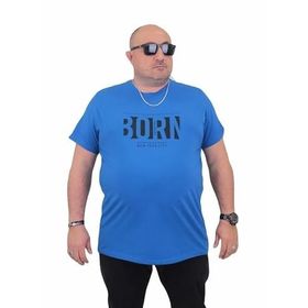 Moc Grande 24143 Büyük Beden Basic Saks Erkek T-shirt